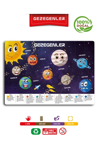 Montessori Solar Sistem Gezegenler Eğitici Ahşap Bultak Yapboz Oyuncak Puzzle öğretici oyuncak ürün görseli 1