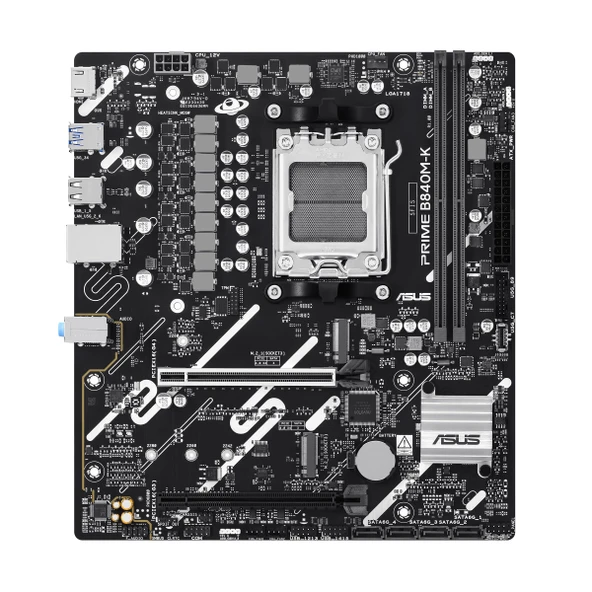 ASUS Prime B840M-K AMD B840 Micro-ATX anakart (DDR5, iki M.2 yuvası, Realtek® 2.5Gb Ethernet, HDMI™, ön USB 5Gbps Type-C®, Aura Sync) ürün görseli 1