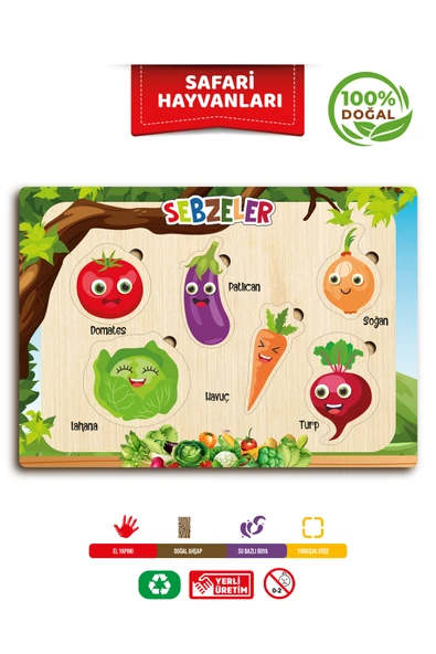 ahşap eğitici öğretici sevimli sebzeler sebzeleri öğreniyorum ürün görseli 1