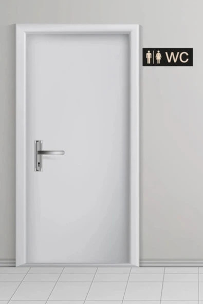 Siyah MDF Ahşap Ev Ofis Mağaza WC Yönlendirme Yazısı ürün görseli 1