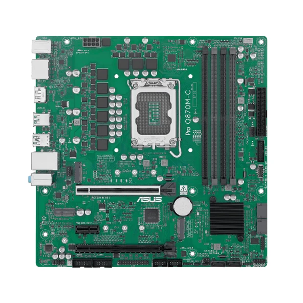 ASUS PRO Q870M-C-CSM iş anakartı soketi Intel LGA 1851 (Micro-ATX, Intel VPro, DDR5 bellek, PCIe 5.0, Q-LED Çekirdek, ASUS Control Center Express, SafeSlot) ürün görseli 1