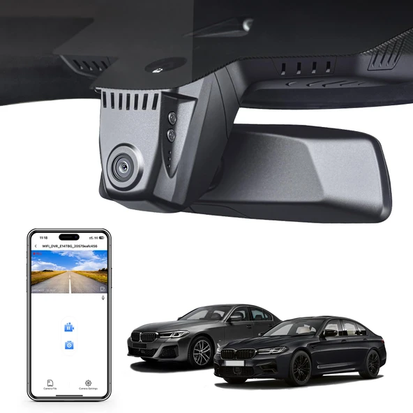 Mangoal 4K Dash Cam BMW 5 Serisi Gen7 G30 G31 G38 2018 2019 2020 2021 2022 2023 Select 2017 M5 F90 (Model A), OEM Stil, 2160P UHD Video, WiFi ve APP, 64GB Kart ürün görseli 1