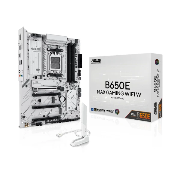 ASUS B650E MAX Gaming WiFi W anakart soketi AMD AM5 (Ryzen 9000, DDR5 bellek, PCIe 5.0, 3X M.2, WiFi 6E, BIOS Flashback, Aura Sync, CEC Tier II) ürün görseli 1