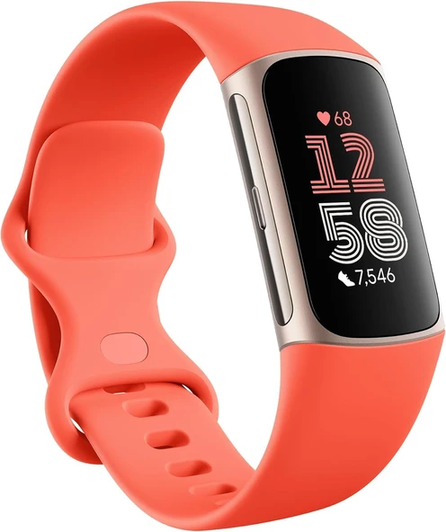 Fitbit Charge 6 Etkinlik Takipçisi, Google Cüzdan ve Haritalar ile - 6 Ay Premium Üyelik, 7 Günlük Pil Ömrü - Mercan/Şampanya Altın Alüminyum ürün görseli 1