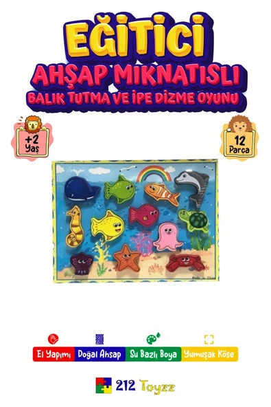 Ahşap Mıknatıslı Balık Tutma Oyunu ürün görseli 1