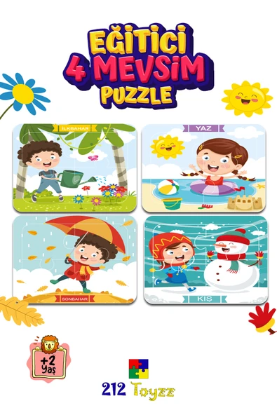Ahşap Öğretici Eğitici Renkli Sök Tak Renkli 4 Mevsim Puzzle ürün görseli 1