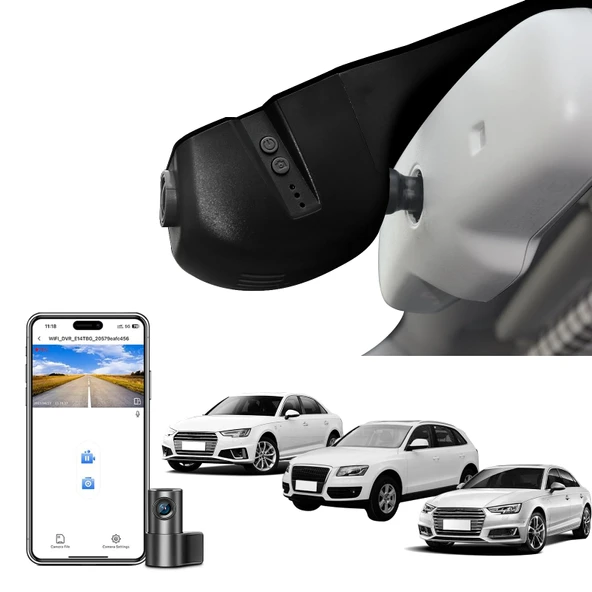 Ön 4K ve Arka 1080p Araç Kamerası Audi için özel uyum (Model B Siyah) A4 A6 Allroad A3 A5 A6 A7 A8 Q3 Q5 S3 S5 S7 S8, Entegre OEM Görünüm, WiFi ve Ücretsiz Uygulama, 128 GB Kart ürün görseli 1