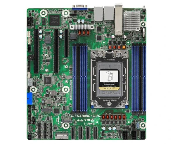 ASRock Raf Tipi Sunucu Anakartı SIENAD8UD-2L2Q Deep Micro-ATX 2X SFP28 Tek Soket SP6 (LGA 4844) AMD EPYC™ 8004 ürün görseli 1