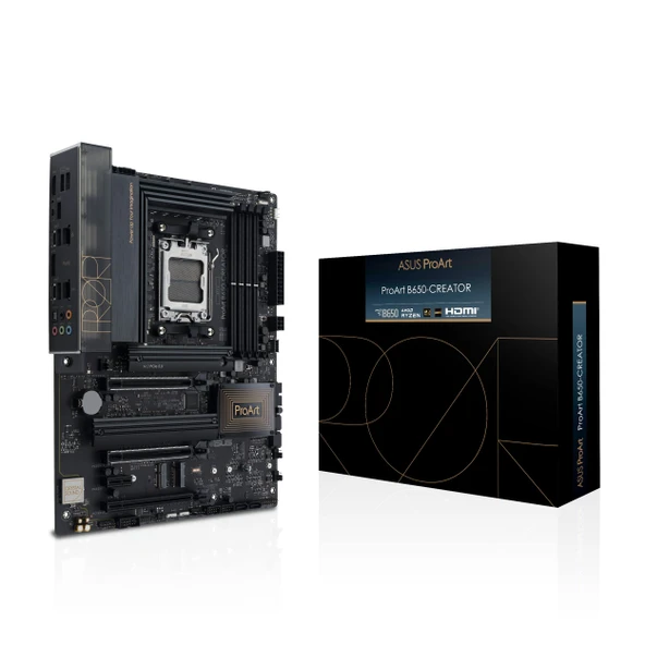 ASUS PROART B650-CREATOR anakart soketi AMD AM5 (Ryzen, ATX, PCIe 5.0, 3X. M.2, DDR5 bellek, USB 3.2 Gen2x2, içerik oluşturucu için) ürün görseli 1