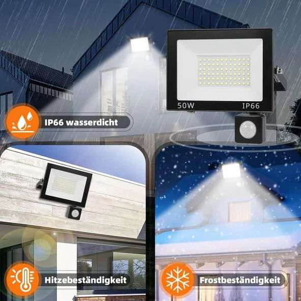 Elektrikle Çalışır, 50 Watt Gün Işığı Işık İç ve Dış Mekan Slim Led Projektör, Yağmurdan Etkilenmez ürün görseli 1