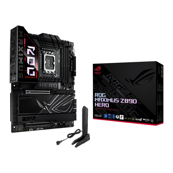ASUS ROG Maximus Z890 Hero Oyun Anakartı Soketi Intel LGA 1851 (ATX, Gelişmiş AI, DDR5, NitroPath DRAM, WiFi 7, 3X PCIe 5.0 M.2, 3X PCIE 4.0 M.2, 2X Thunderbolt 4, DIMM Flex) ürün görseli 1