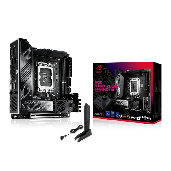ASUS ROG Strix Z890-I Gaming WiFi anakart soketi Intel LGA 1851 (Mini-ITX, Gelişmiş AI, DDR5, WiFi 7, M.2, PCIe 5.0, Thunderbolt 4, Q-Release, DIMM Flex) ürün görseli 1