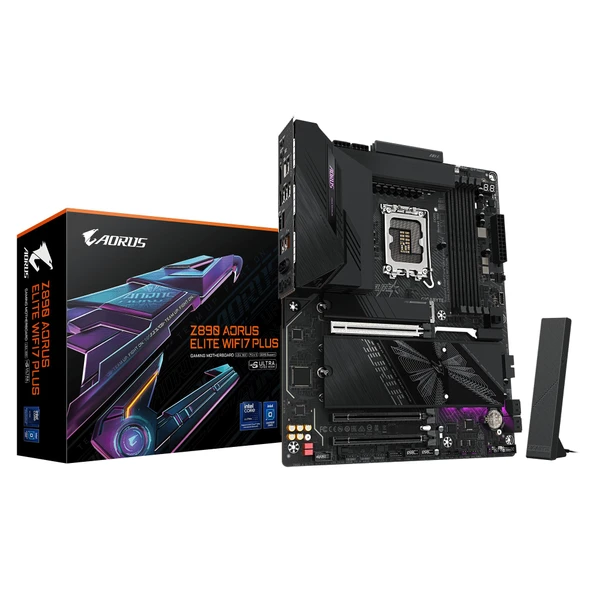 GIGABYTE Z890 AORUS Elite WIFI7 Plus Anakart - Intel Core Ultra (Seri 2) CPU'ları, 16+1+2 fazlı VRM'yi, 9466 MHz'e kadar DDR5 (OC), 1× PCIe 5.0 + 3× PCIe 4.0, Wi-Fi 7, 5GbE LAN, USB 4'ü destekler ürün görseli 1
