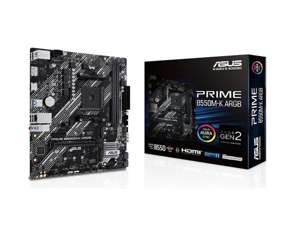 Asus Prime B550M-K ARGB 5100 MHz (OC) DDR4 Soket AM4 mATX Anakart ürün görseli 1
