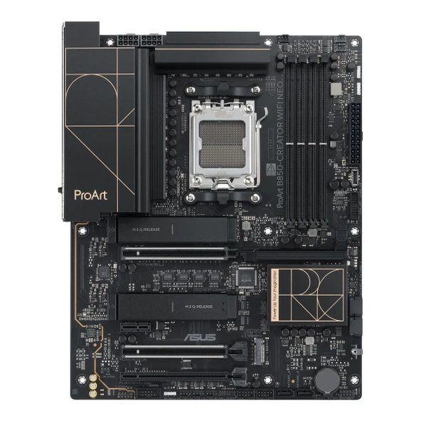 ASUS ProArt B850-CREATOR WiFi NEO AM5 B850 ATX anakart, 14+2+1 80A aşamaları, DDR5, PCIe 5.0, 3X M.2, Wi-Fi 7, 5G LAN, DP, HDMI, SATA, USB Type-C, ProArt Creator Hub, ASUS Control-Center Express ürün görseli 1