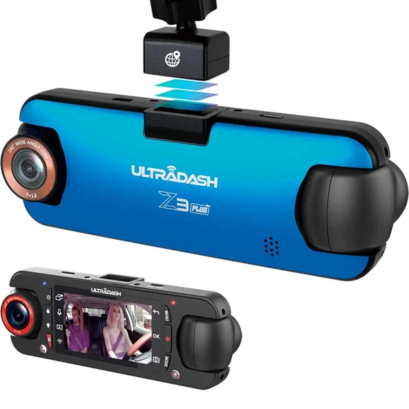 UltraDash Z3+ Ticari Sürümü Çift Lensli Araç Kamerası Araç Paylaşımı Taksi Kamyonu Ambulans Polis Profesyonel Sürücü Kızılötesi Lens Görüşü ürün görseli 1