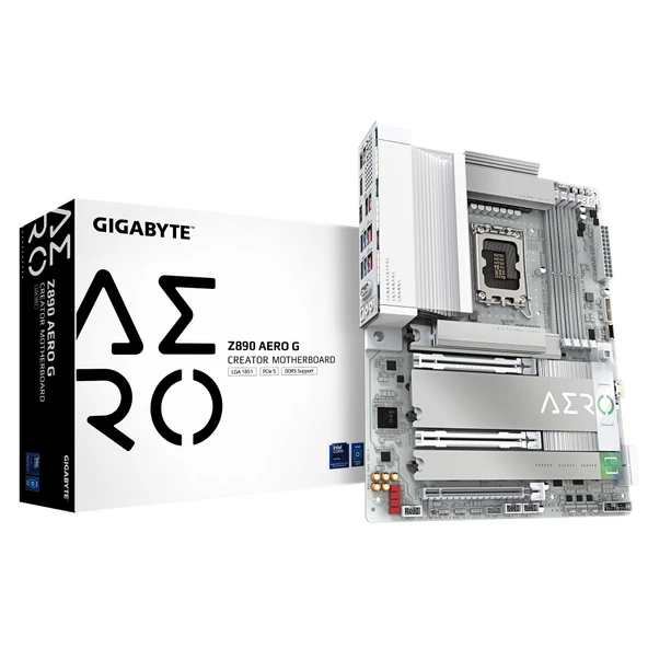 GIGABYTE Z890 AERO G Anakart - Intel Core Ultra (Seri 2) CPU'ları, 16+1+2 fazlı VRM'yi, 8800MHz'e kadar DDR5 (OC), 1xPCIe 5.0 + 4xPCIe 4.0, Wi-Fi 7, 2.5GbE LAN, Thunderbolt 4'ü destekler ürün görseli 1