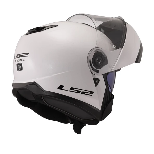 ÇENE AÇILIR KASK LS2 STROBE 2 BEYAZ ORJİNAL VİZÖRLÜ M - Resim 2