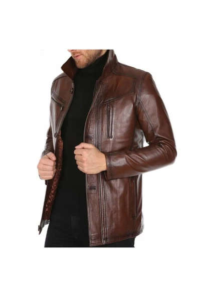 Hakiki Deri Kahve Western Model Deri Mont ürün görseli 1