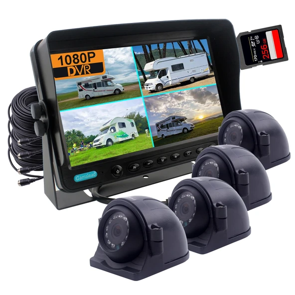 CAMSLEAD 7 İnç Dijital Monitör 1080P HD Arka Görüş Kamerası Sistemi, HD DVR Kaydedici, 4 Kanal Girişi, Dörtlü Bölünmüş Ekran, RV Karavan için 4X 1080P Ağır Hizmet Su Geçirmez Yedek Yan Görüş Kamerası ürün görseli 1