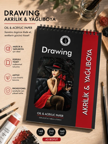 DreamArt Galery Yağlıboya Akrilik Boya SketchPad Çizim Defteri Sketch Book Siyah A5 boyut ürün görseli 1