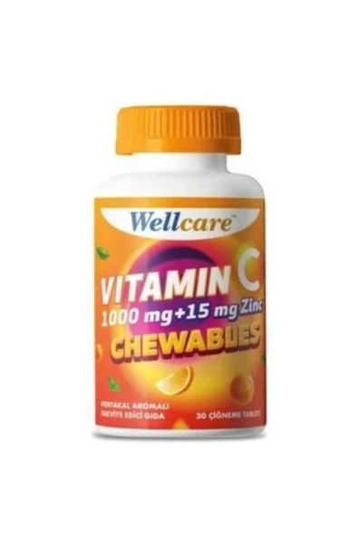 Wellcare Vitamin C 1000 mg Çinko 15 mg 30 Çiğneme Tableti ürün görseli 1