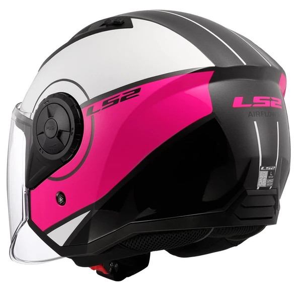 ÇENESİZ KASK LS2 AIRFLOW 2 BEYAZ PEMBE ORJİNAL M - Resim 4