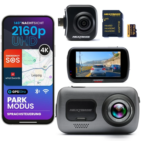 Nextbase® 622GW Araç Kamerası Ön Arka | Park modu 7/24 | 2160p 30fps Araç Kamerası | 3 inç ekran | Araç Kamerası 140 Derece Görüş Açısı Gece Görüşü Pro | 64GB MicroSD kart içerir ürün görseli 1
