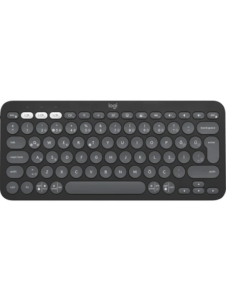 Logitech K380s Pebble Keys 2 Çoklu Cihaz Özellikli Bluetooth Türkçe Q Klavye - Siyah ürün görseli 1