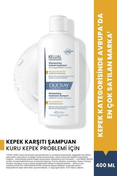 Ducray Kelual Squanorm Dry Dandruff Shampoo 400 ml - Resim 2