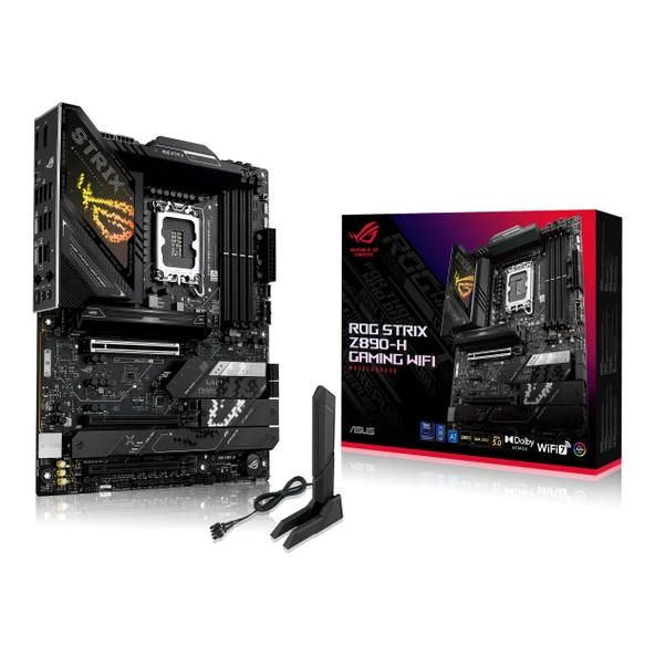 ASUS ROG Strix Z890-H Gaming WiFi Z890 LGA 1851 ATX anakart, Intel® Core™ Ultra Seri 2'ye Hazır, Gelişmiş AI PC'ye Hazır, 16+2+1+2 Aşama, DDR5, 5 GB LAN, WiFi 7, 4X M.2, PCIe 5.0, USB Type-C®, AI OC ürün görseli 1