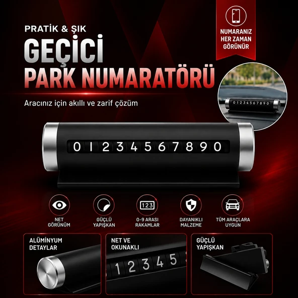 Torpido Üstü Gizli Park Numaratörü - Gizlenebilir Telefon Numarası Gösterici ürün görseli 1
