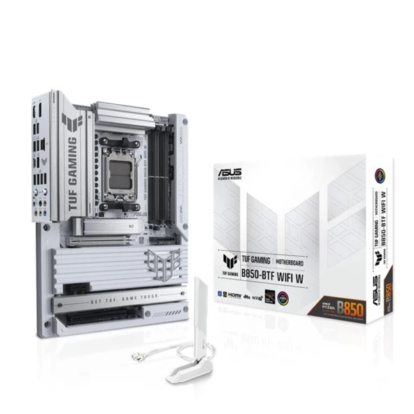 ASUS TUF Gaming B850-BTF WiFi W AMD B850 ATX anakart, gizli konektör tasarımı, 14 + 2 + 1 80A DrMOS güç seviyeleri, DDR5, PCIe 5.0 Hazır, 3X M.2, Wi-Fi 7, 2,5 GB LAN, DP, HDMI™, USB 20 Gbps ürün görseli 1