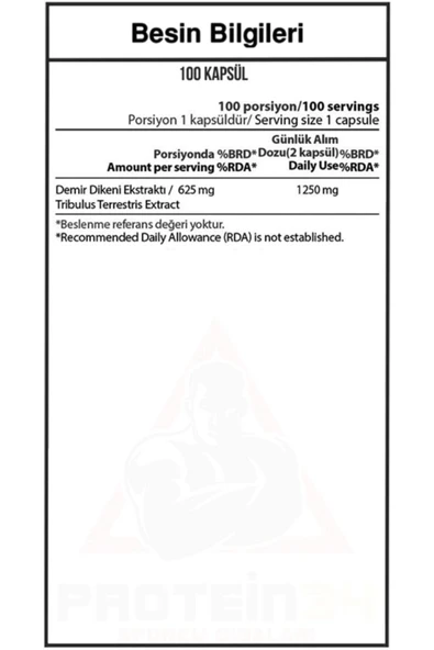 Hardline Nutrition Tribulus Terrestris 100 Kapsül - Resim 2
