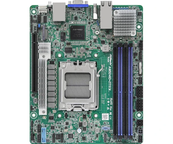 ASRock Raf AM5D4ID-2T/BCM Derin Mini-ITX Sunucu Anakartı AMD Ryzen 7000 AM5 (LGA 1718) KNOLL3 X300 Çift 10G LAN ürün görseli 1