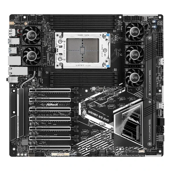 Asrock WRX90 WS EVO, İş İstasyonu, AMD WRX90, sTR5, EEB, 8 DDR5 ECC, Çift 10G LAN, SlimSAS, MCIO, 7X PCIe5 x16, 2X M.2 ürün görseli 1