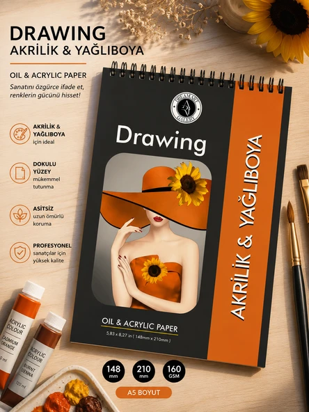 DreamArt Galery Yağlıboya Akrilik Boya SketchPad Çizim Defteri Sketch Book Siyah A5 boyut ürün görseli 1