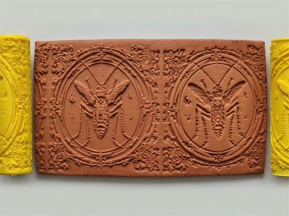 Model 172 -Cırcır Böceği Deboss & Emboss İkili Set - Polimer Kil Seramik Çamuru Doku Oklavası ürün görseli 1