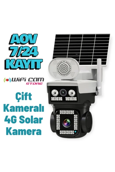 WIFICAM PLUS AOV Çift Kameralı 7/24 Kayıt İcsee Yazılım 4G Solar Kamera ürün görseli 1