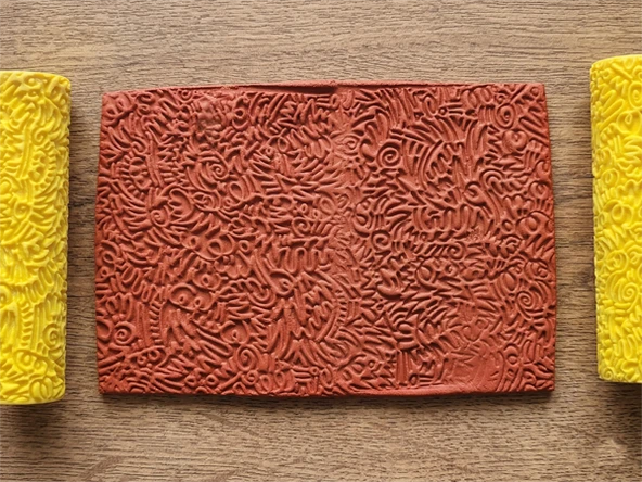 Model 195 - Doodle Deboss & Emboss İkili Set - Polimer Kil Seramik Çamuru Doku Oklavası ürün görseli 1