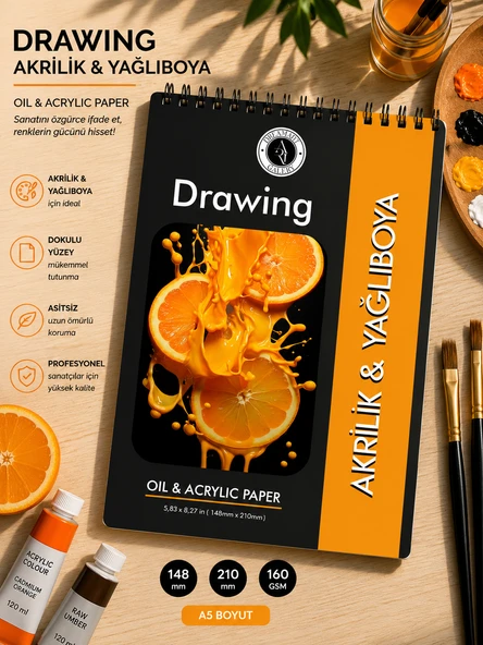 DreamArt Galery Yağlıboya Akrilik Boya SketchPad Çizim Defteri Sketch Book Siyah A5 boyut ürün görseli 1