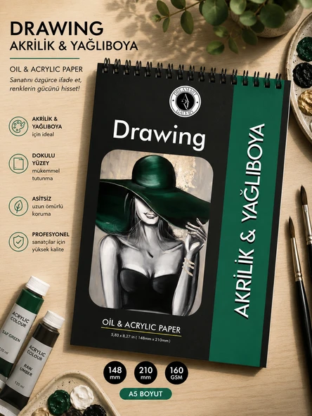 DreamArt Galery Yağlıboya Akrilik Boya SketchPad Çizim Defteri Sketch Book Siyah A5 boyut ürün görseli 1