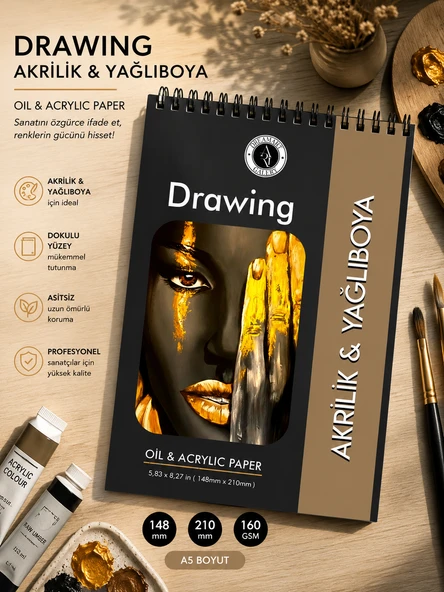 DreamArt Galery Yağlıboya Akrilik Boya SketchPad Çizim Defteri Sketch Book Siyah A5 boyut ürün görseli 1