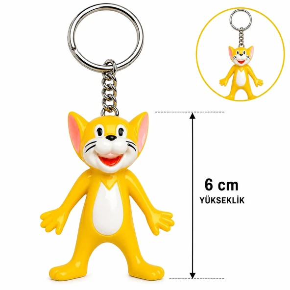 Sevimli Sarı Kedi Figürlü Anahtarlık 6 Cm ürün görseli 1