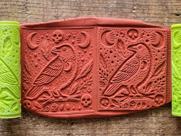 Model 193 -Karga Motifi Deboss & Emboss İkili Set - Polimer Kil Seramik Çamuru Doku Oklavası ürün görseli 1