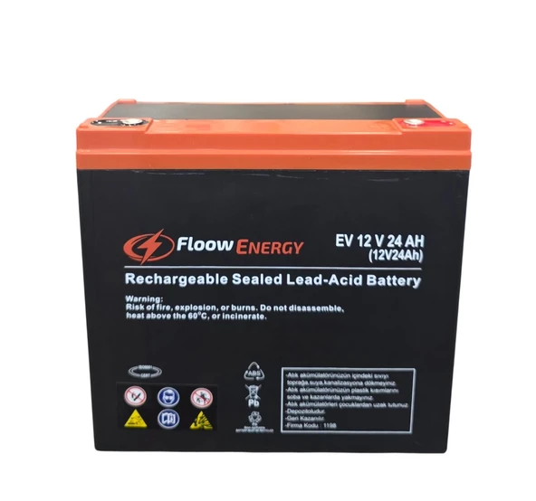 Floow Energy 12V 24Ah EV Bakımsız Elektrikli Araç Aküsü 2026 Üretim ürün görseli 1