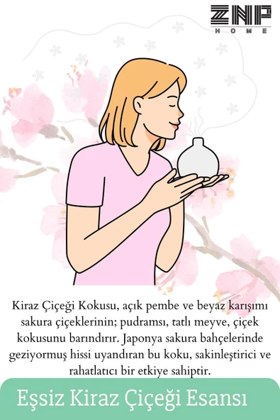 Kiraz Çiçeği | Çubuklu Oda Kokusu Esansiyel Uçucu Diffuser Cherry 50ml - Resim 3