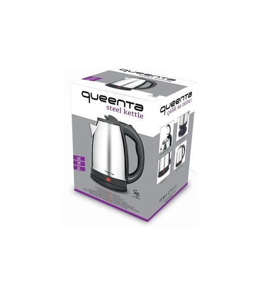 Queenta 1,8 Litre Çelik Su Isıtıcı Kettle ürün görseli 1