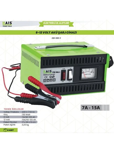 Akü Şarj Cihazı 6-12 Volt Cb-10E-1 Hais ürün görseli 1