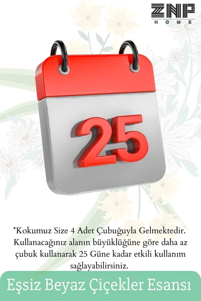 Beyaz Çiçekler | Çubuklu Oda Kokusu Esansiyel Uçucu Diffuser 50ml - Resim 2